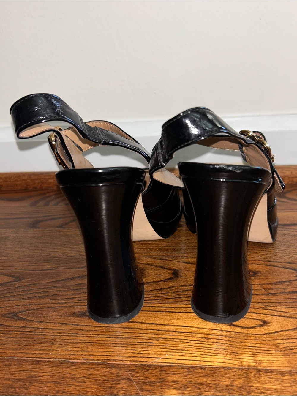 Sam Edelman Jildie Mary Jane Slingback Heels with Gold Buckle - Picture 6 of 12